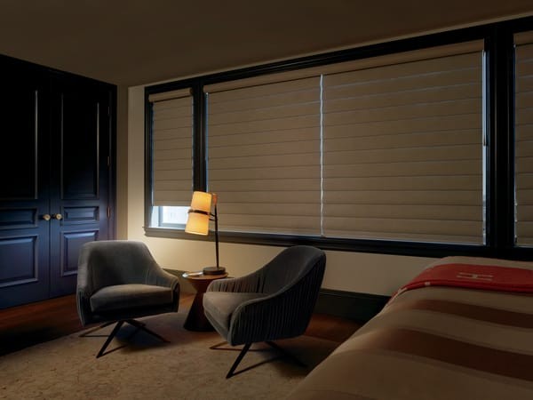 Pirouette Blinds Room Darkening — The face fabric has a room-darkening liner. The liner blocks the light — a preferred choice for bedrooms