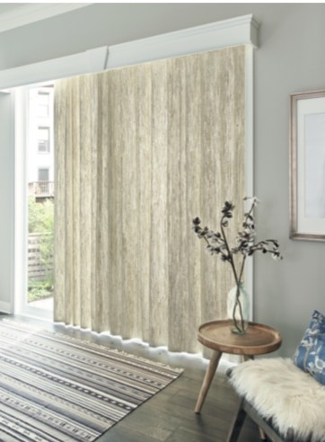 Patio Door Natural Drapery — Drapery made of natural woven materials offers a versatile fabric choice - neutral hues to darker tones.