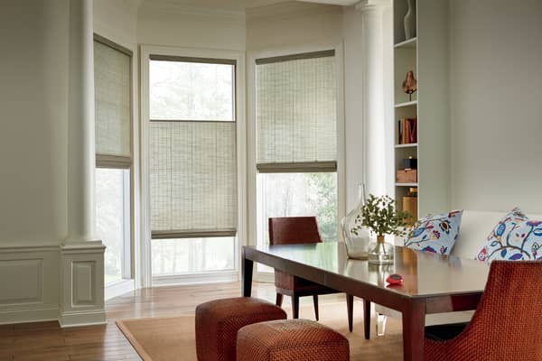 Woven Wood Shade TopDown — Use Top Down natural shades to move the blind from both sides — light and privacy at the same time, versatile