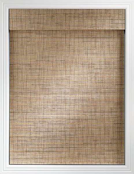 Woven Wood Blind Roman — Shade uses roman style design. Shade hangs flat in fully lowered position — textures that make your space cozy