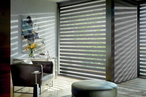 Zebra Blind Sitting Area — Enjoy filtered light into your room. Roll the shade to get relief from sun heat and glare